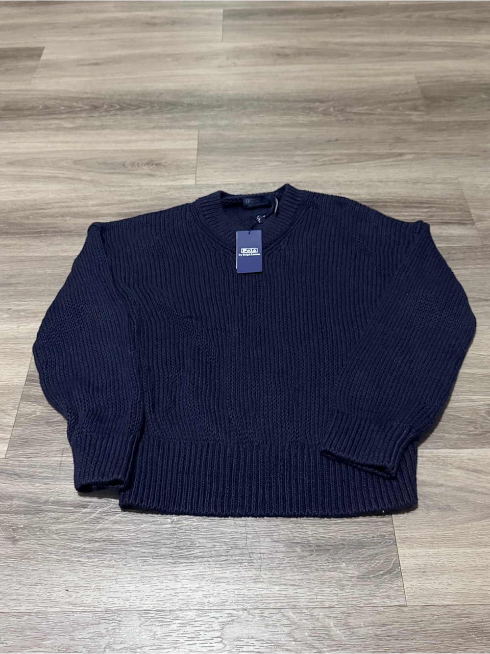 Ralph Lauren Navy Ribbed Crewneck Sweater